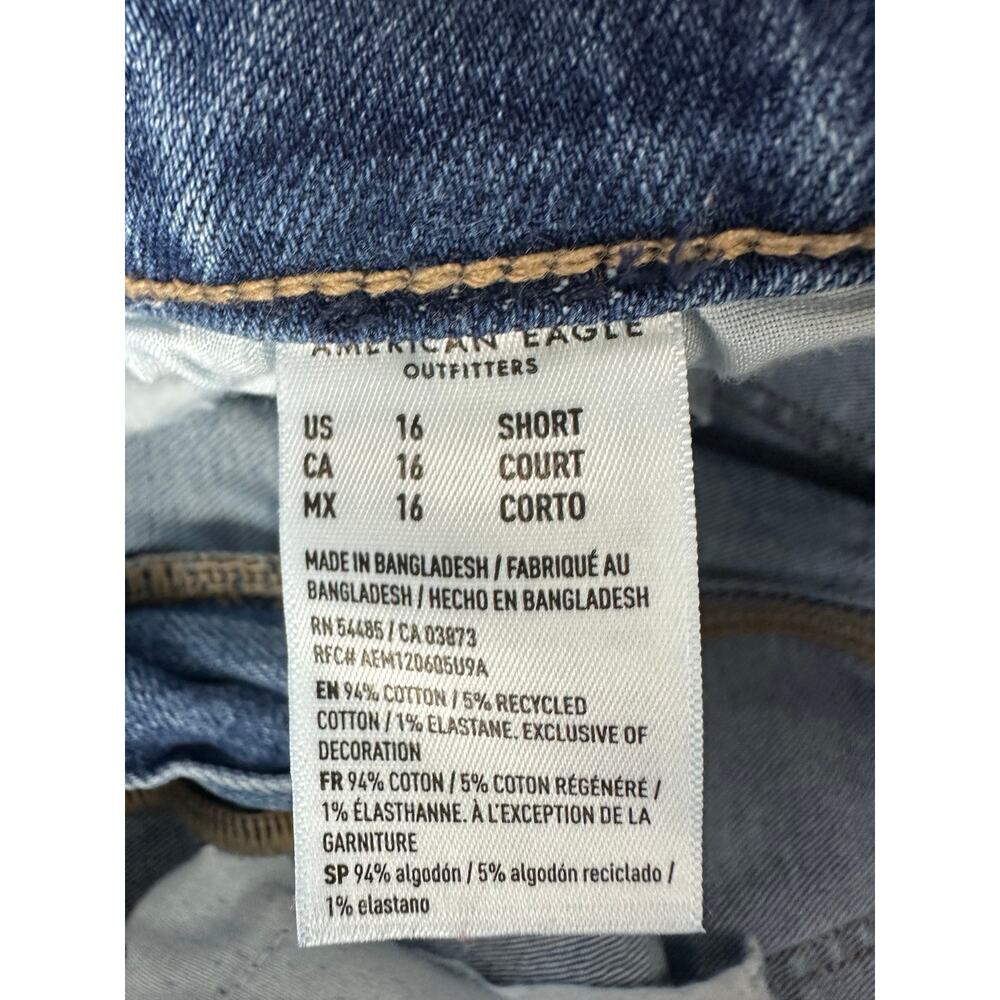 American Eagle Size 16 Short Curvy Straight Jeans Medium Wash Stretch 34x27 - Picture 7 of 9